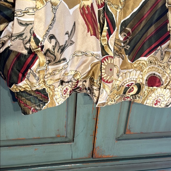 FU DA International Silk Cream and Brown Floral Bomber Jacket Abstract Print - Picture 7 of 14